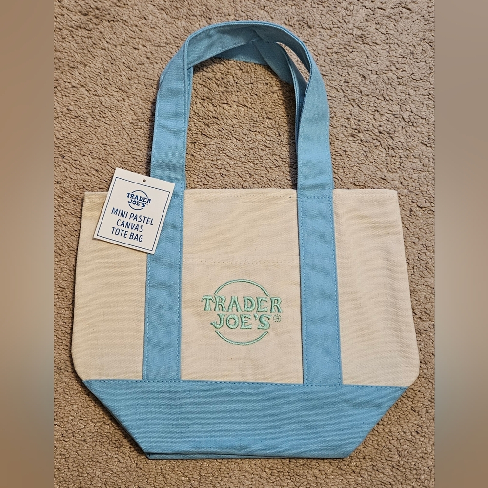 NEW! Trader Joe's Blue Mini Canvas Tote